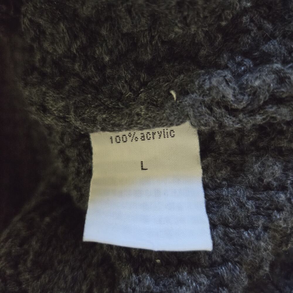 Karen Hart Charcoal Gray Cable Knit LS Drop Shoulder Sweater Women's Large - Picture 12 of 12